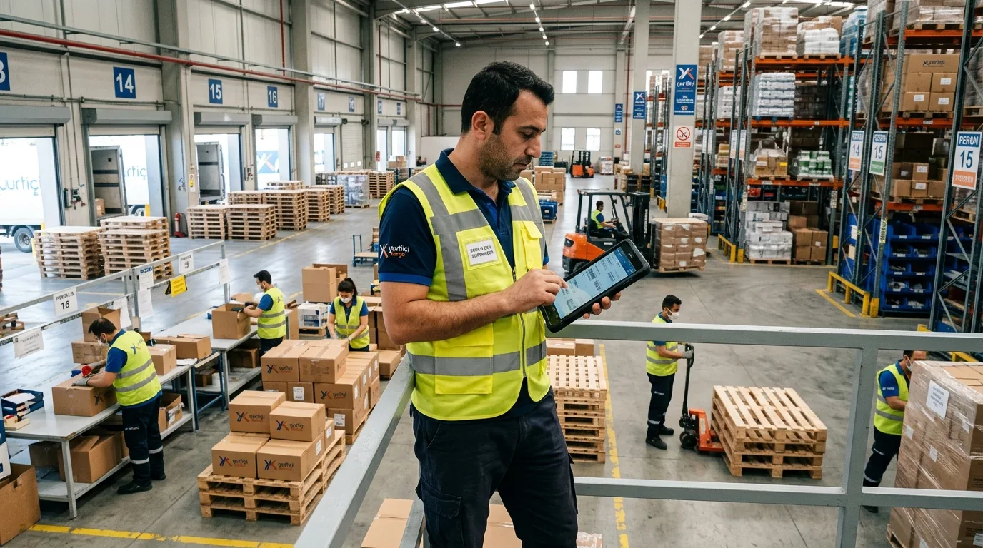 Depo Kontrol Sistemi Merkezi dağıtım deposunda tablet üzerinden sevkiyat paletlerinin ve koli çıkışlarının kontrol denetimi