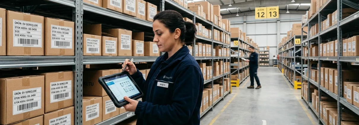 Stok Programı Nedir? Depo ve Envanter Yönetiminde Dijital Çözümler Stok programı nedir depo raf sayımı tablet kontrolü ve barkodlu stok takibi