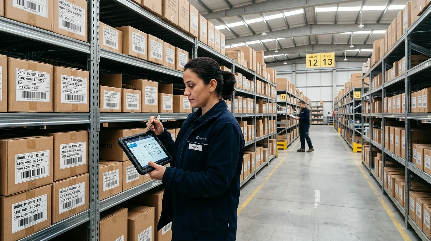 Stok Programı Nedir? Depo ve Envanter Yönetiminde Dijital Çözümler Stok programı nedir depo raf sayımı tablet kontrolü ve barkodlu stok takibi