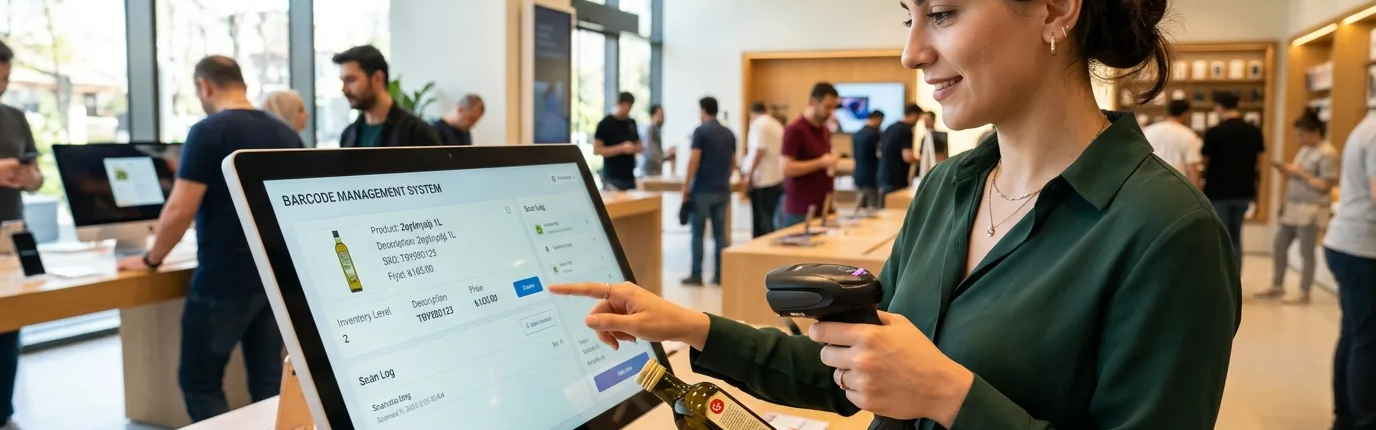 Barkod programı demo ekranı dokunmatik kasa ve optik lazer okuyucu denemesi