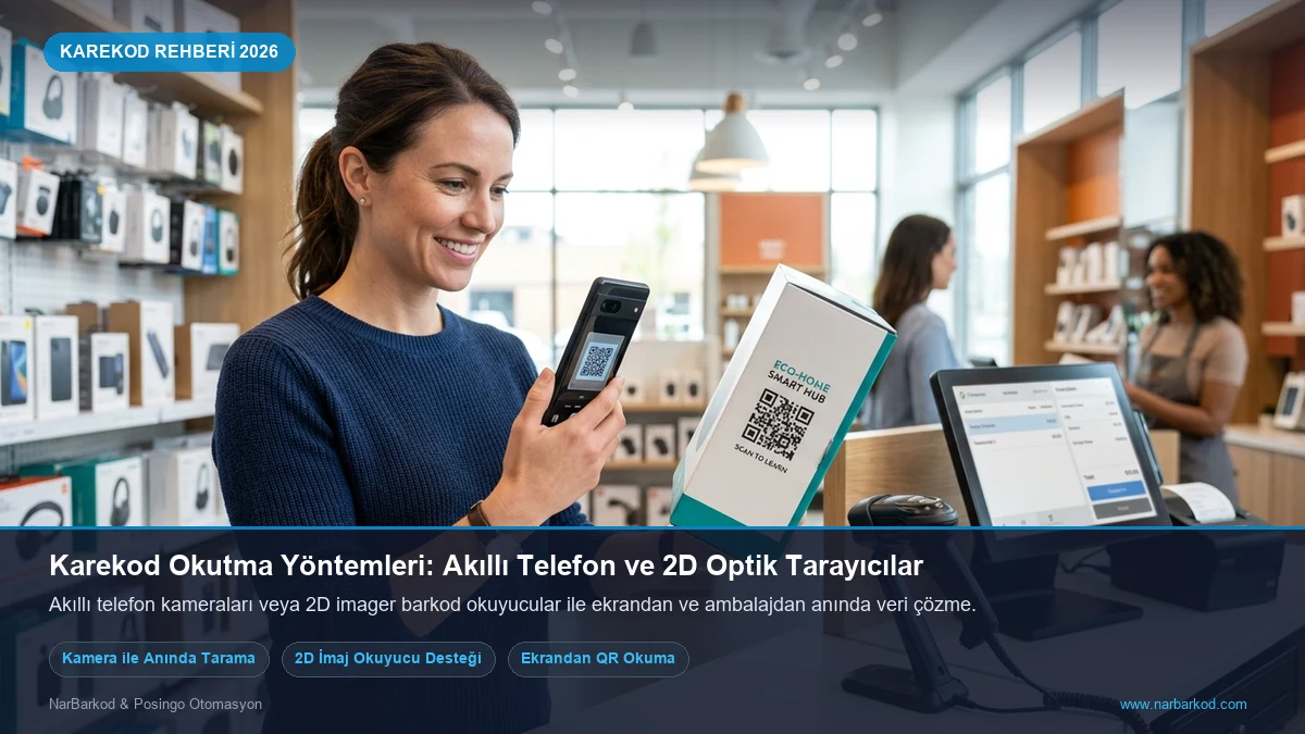 Karekod Nasıl Okutulur? Hangi Alanlarda Kullanılır? (2026 QR Kod Rehberi) Karekod Okutma Yöntemleri: Akıllı Telefon Kamerası ve 2D Optik Tarayıcılar