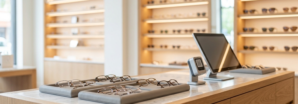 Optik Barkod Sistemi: Gözlükçüler İçin Karekod, Çerçeve ve Cam Takibi Optik barkod sistemi karekodlu gözlük çerçevesi ve POS satış donanımı