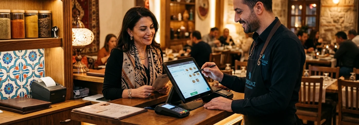 Restoran adisyon sistemi; masa siparişleri, mutfak yazıcı yönlendirmesi ve parçalı ödeme takibiyle servis operasyonlarını düzenler.
