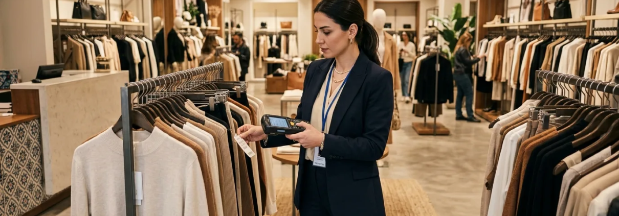 Mağaza Sistemleri Mağaza sistemleri tekstil ve butik mağazasında mobil terminal ile reyon sayımı